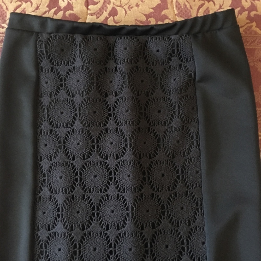 Bobeau Pencil Skirt Black Front LACE Size M